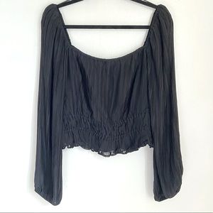 ASTR the Label Black Milkmaid Puff Sleeve Top NWT